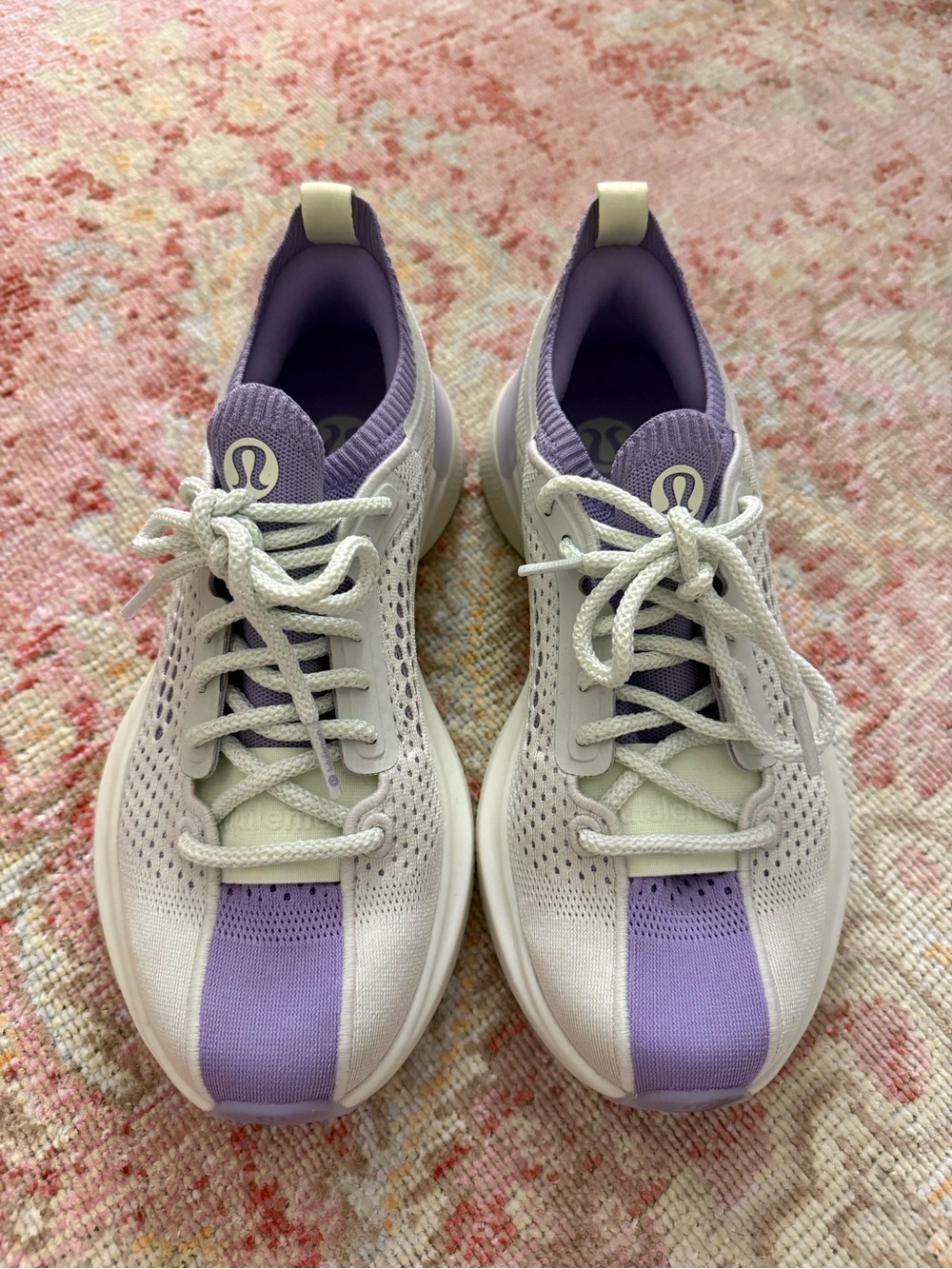 lululemon athletica Chargefeel 3 Workout Shoe - White and Lavender, Size 8